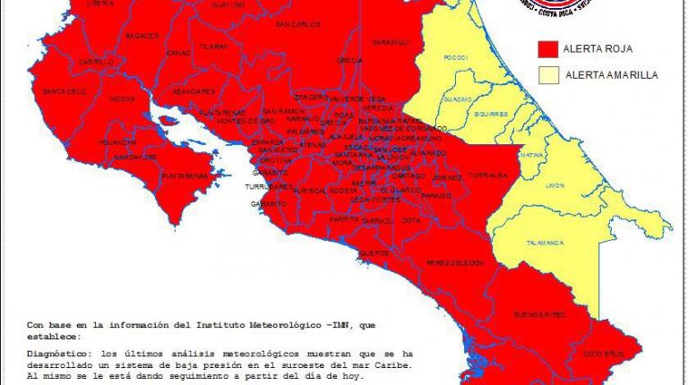 Comunicado Oficial Según el informe N. 3 del Instituto Meteorológico Nacional (IMN) del 04 de octubre a las 9:30 horas en el cual indica que la Depresión Tropical N.16 se ha formado sobre el sureste del Mar Caribe, localizándose a 280 km de Limón, con una velocidad de desplazamiento de 11 km/h y vientos sostenidos de 55 km/h. Ante esta situación, ya se presentan fuertes aguaceros en los Playas del Coco dejando un acumulado entre 30-60 mm en las últimas horas.